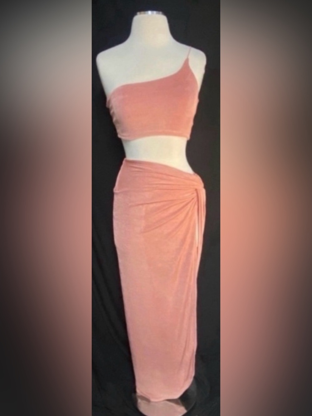 Women’s Pink Midi Tank Top and Skirt Set Large